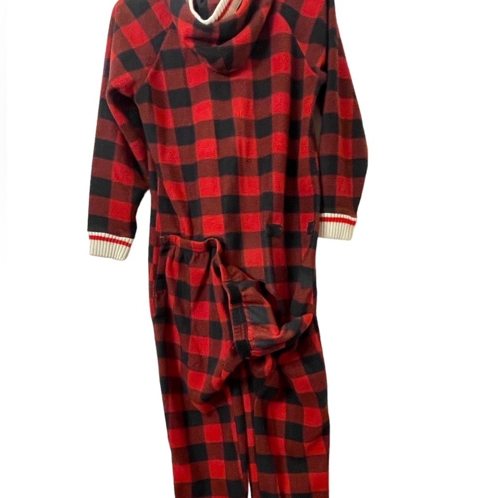 POOK red Buffalo plaid fleece onsie unisex XXS - Picture 6 of 8